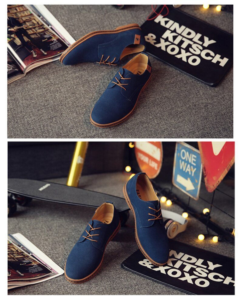 2020 Spring Suede Leather Men Shoes Oxford Casual Shoes Classic Sneakers Comfortable Footwear Dress Shoes Large Size Flats