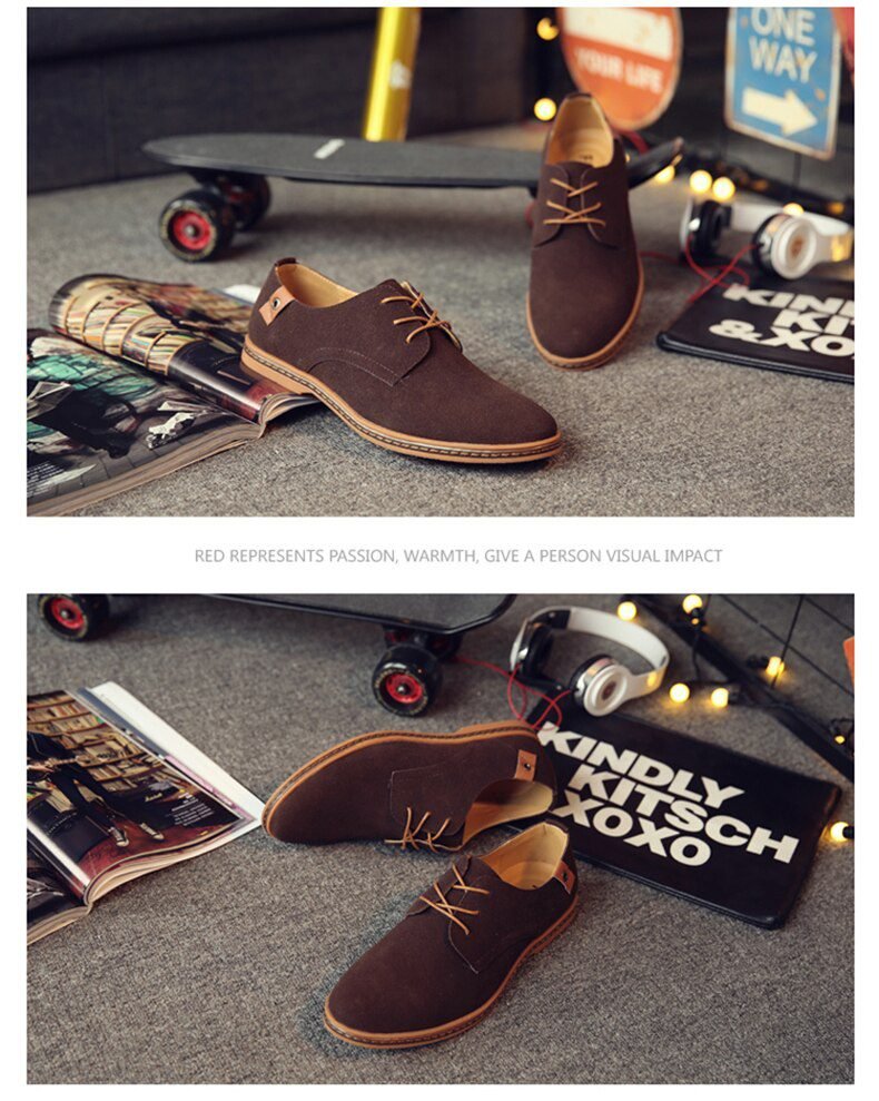 2020 Spring Suede Leather Men Shoes Oxford Casual Shoes Classic Sneakers Comfortable Footwear Dress Shoes Large Size Flats