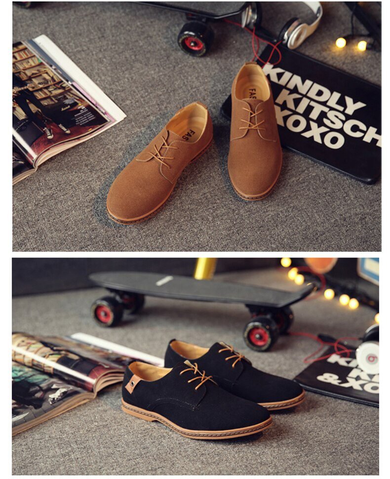 2020 Spring Suede Leather Men Shoes Oxford Casual Shoes Classic Sneakers Comfortable Footwear Dress Shoes Large Size Flats
