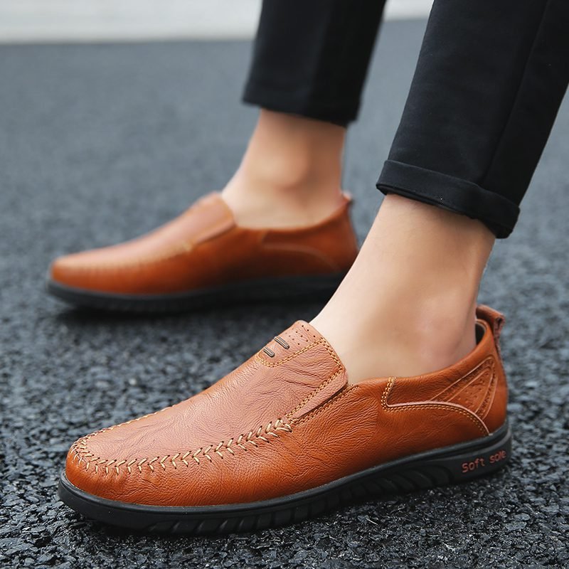 Genuine Leather Men Shoes Luxury Brand 2021 Casual Slip on Formal Loafers Men Moccasins Italian Black Male Driving Shoes JKPUDUN
