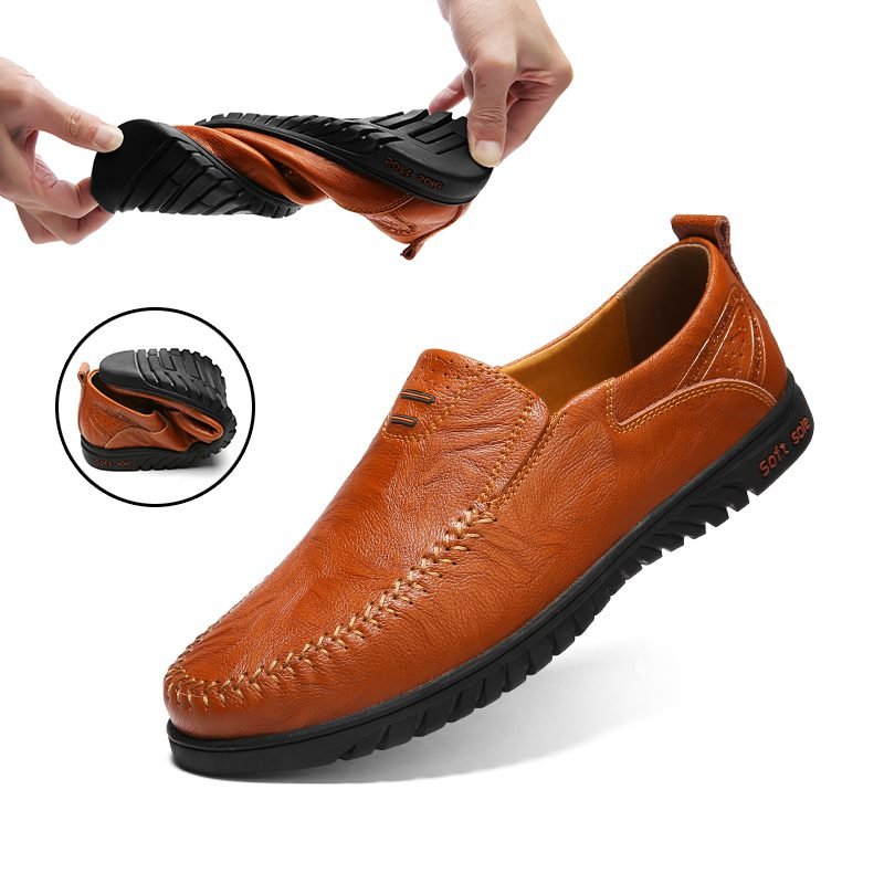 Genuine Leather Men Shoes Luxury Brand 2021 Casual Slip on Formal Loafers Men Moccasins Italian Black Male Driving Shoes JKPUDUN