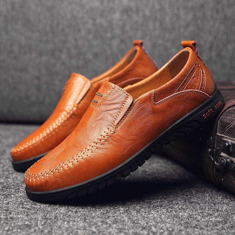 Genuine Leather Men Shoes Luxury Brand 2021 Casual Slip on Formal Loafers Men Moccasins Italian Black Male Driving Shoes JKPUDUN