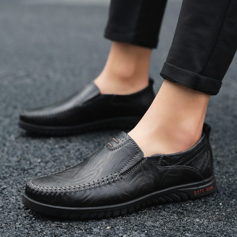 Genuine Leather Men Shoes Luxury Brand 2021 Casual Slip on Formal Loafers Men Moccasins Italian Black Male Driving Shoes JKPUDUN