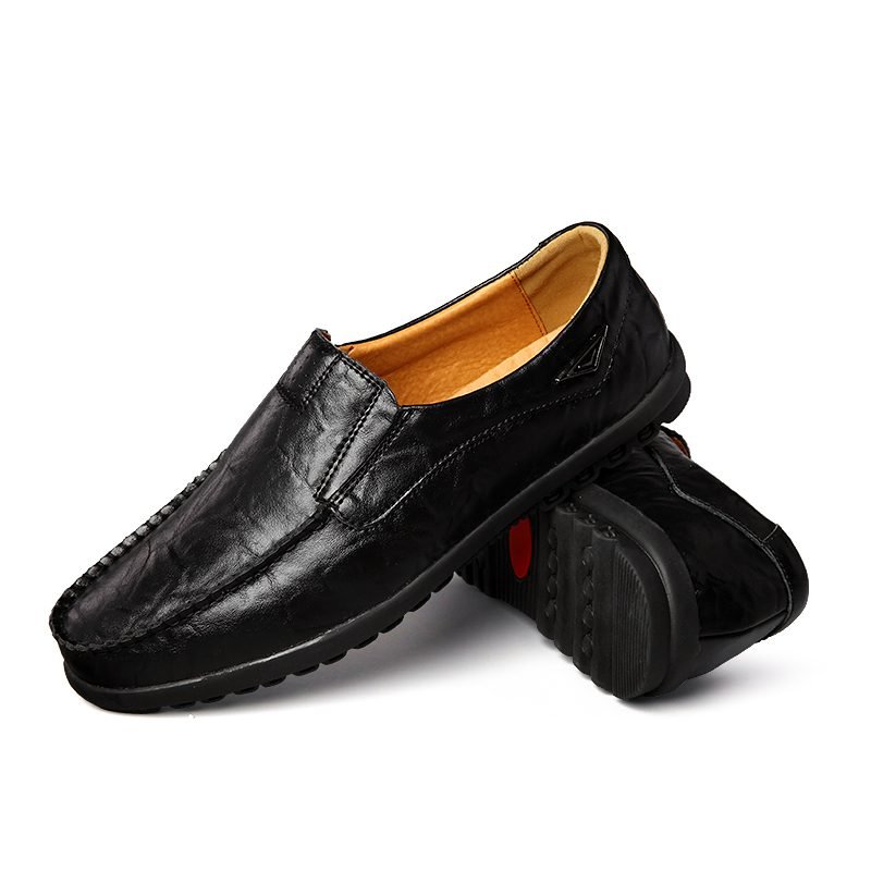 Genuine Leather Men Casual Shoes Luxury Brand 2021 Mens Loafers Moccasins Breathable Slip on Black Driving Shoes Plus Size 37-47
