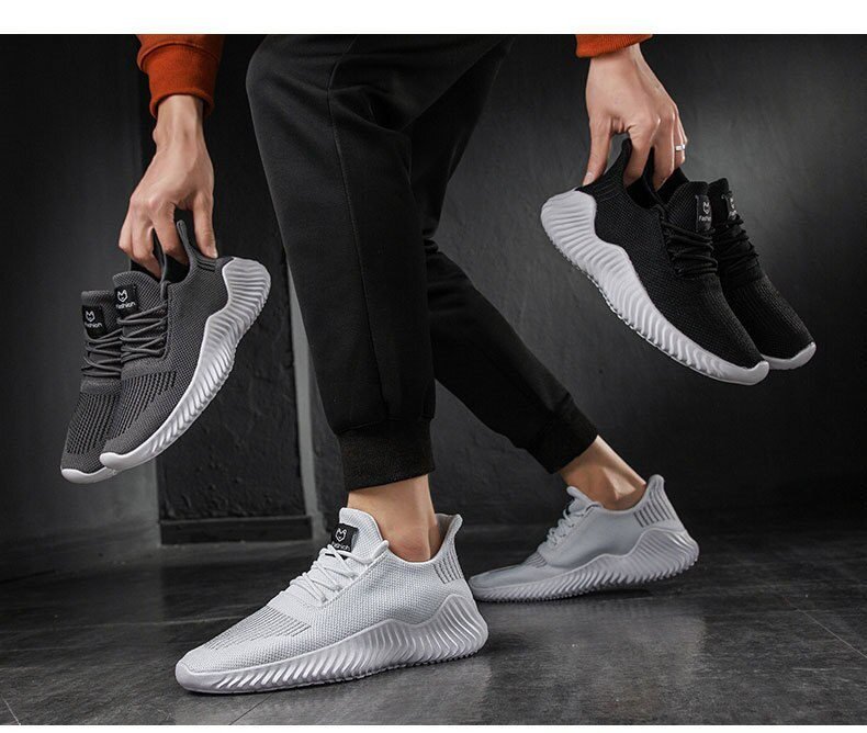 Mesh Men Shoes Breathable White Mens Sneakers Trendy Lace-Up Lightweight Black Walking Big Size Man Tenis Shoe Zapatillas Hombre
