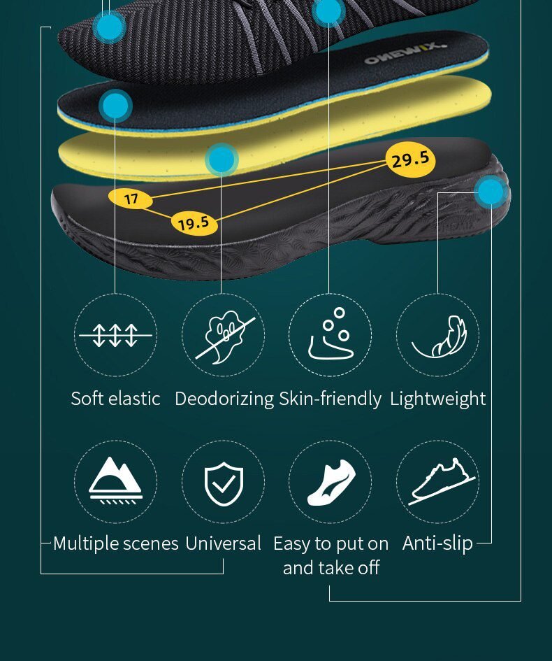 ONEMIX 2021 New Black Running Shoes for Men Waterproof Breathable Training Sneakers Male Outdoor Anti-Slip Trekking Sports Shoes