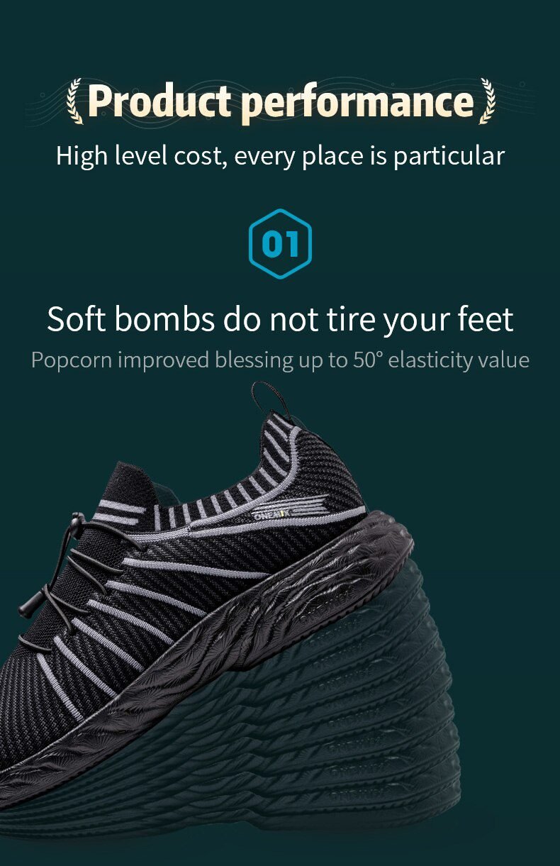 ONEMIX 2021 New Black Running Shoes for Men Waterproof Breathable Training Sneakers Male Outdoor Anti-Slip Trekking Sports Shoes