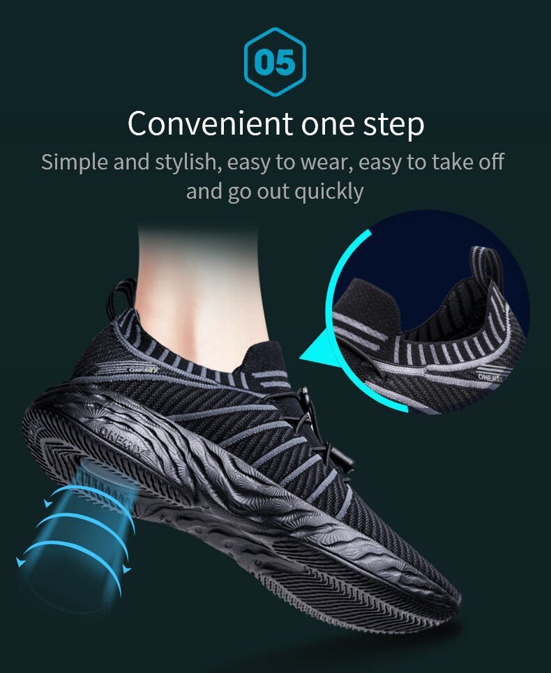 ONEMIX 2021 New Black Running Shoes for Men Waterproof Breathable Training Sneakers Male Outdoor Anti-Slip Trekking Sports Shoes