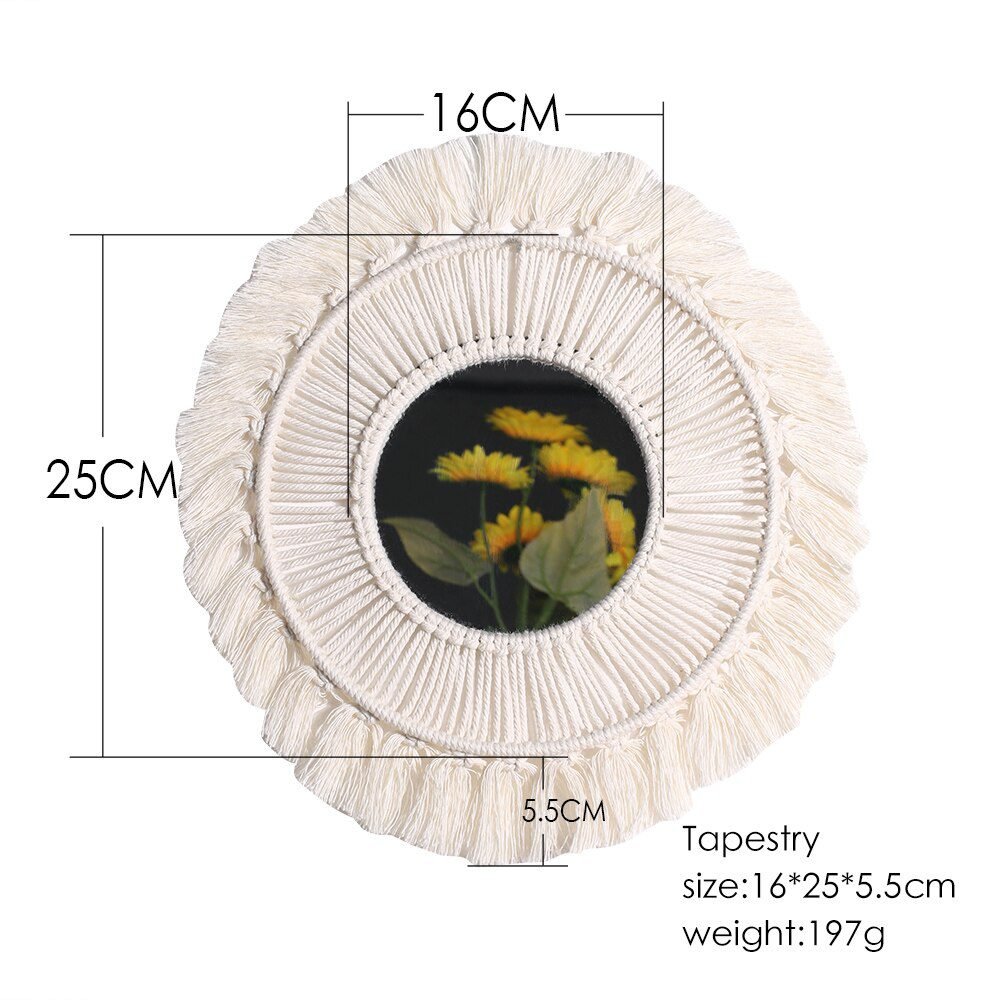 Round Mirror Macrame Mirror Wall Boho Home Decor for Apartment Living Room Bedroom Baby Nursery Dorm