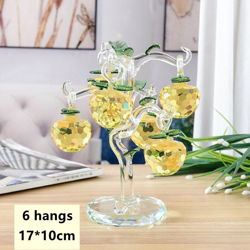 3 Colors Crystal Apple Tree With Apples Figurines Suncatcher Decor Showpiece For Good Luck Wealth Prosperity