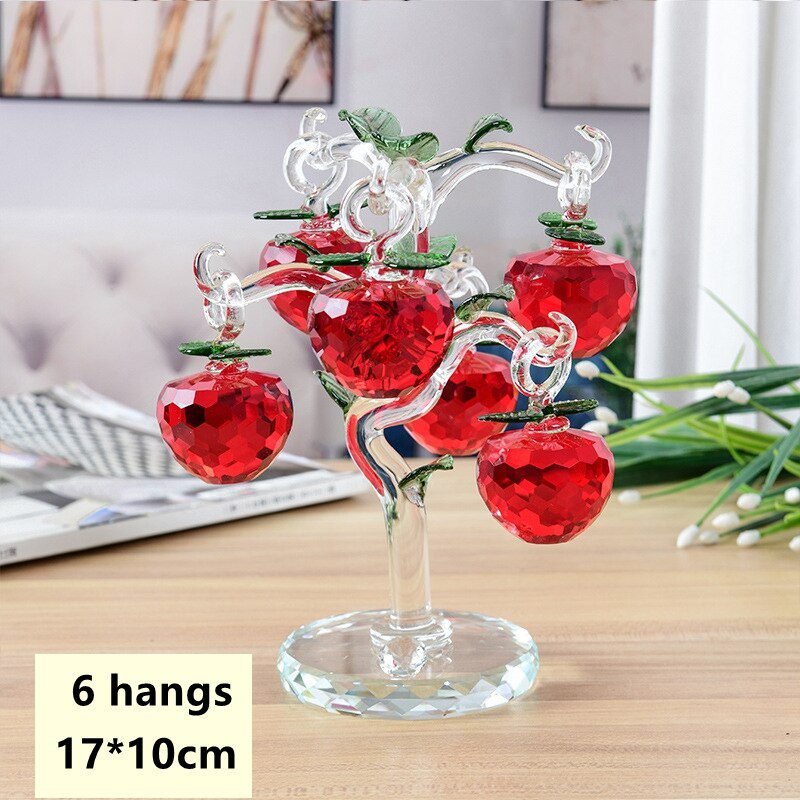 3 Colors Crystal Apple Tree With Apples Figurines Suncatcher Decor Showpiece For Good Luck Wealth Prosperity