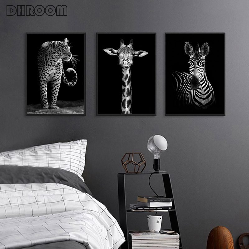 Canvas Painting Animal Wall Art Lion Elephant Deer Zebra Posters and Prints Wall Pictures for Living Room Decoration Home Decor