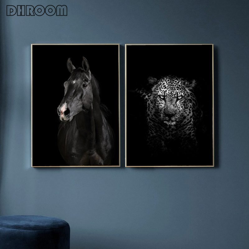 Canvas Painting Animal Wall Art Lion Elephant Deer Zebra Posters and Prints Wall Pictures for Living Room Decoration Home Decor