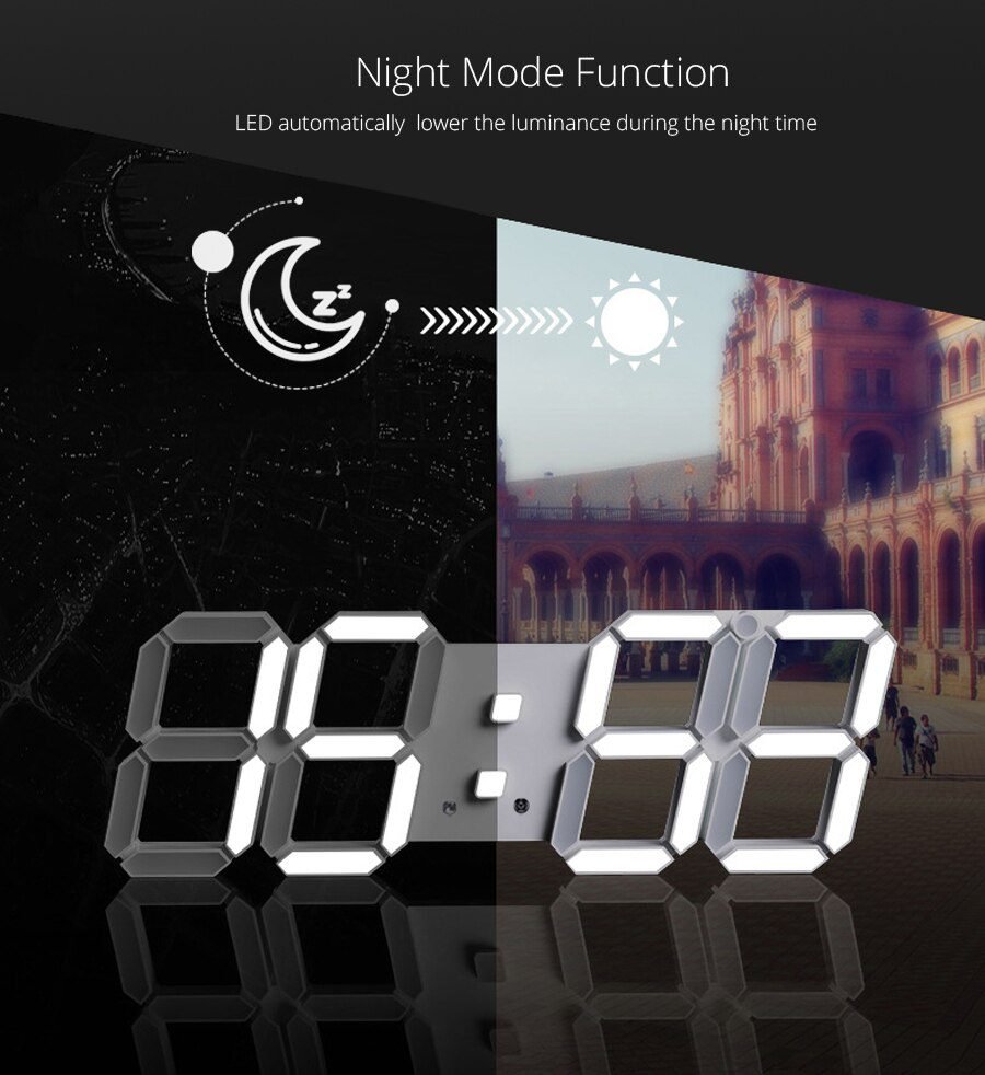 3D LED Wall Clock Modern Design Digital Table Clock Alarm Nightlight Saat reloj de pared Watch For Home Living Room Decoration