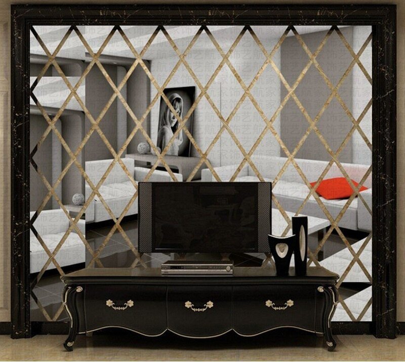 17/32/58Pcs 3D Mirror Wall Sticker DIY Diamonds Triangles Acrylic Wall Stickers Living Room Home Decoration adesivo de parede