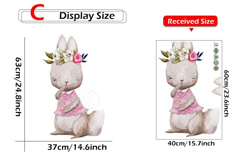 Watercolor Cartoon Bunny Wall Stickers Baby Nursery Wall Decals for Kids Room Living Room Bedroom Home Decor Rabbit Stickers PVC
