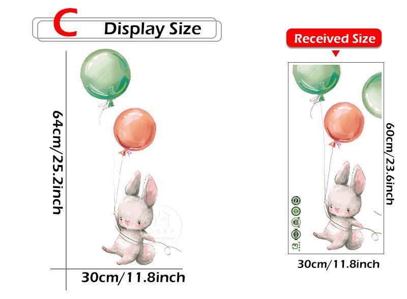 Watercolor Cartoon Bunny Wall Stickers Baby Nursery Wall Decals for Kids Room Living Room Bedroom Home Decor Rabbit Stickers PVC