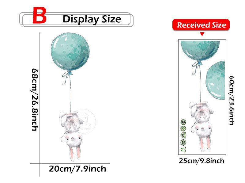 Watercolor Cartoon Bunny Wall Stickers Baby Nursery Wall Decals for Kids Room Living Room Bedroom Home Decor Rabbit Stickers PVC