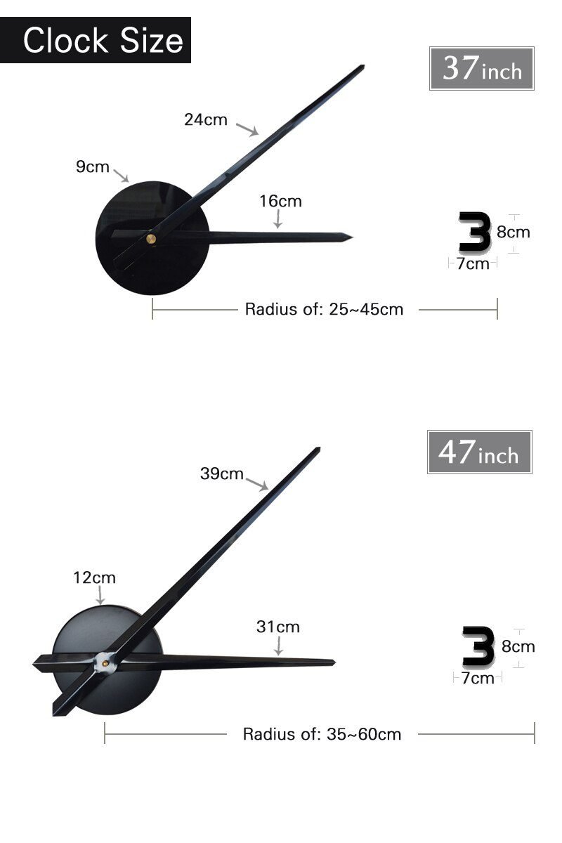 Fashion 3D big size wall clock mirror sticker DIY brief living room decor meetting room wall clock