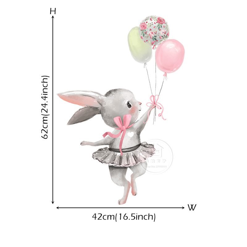 Cute Grey Bunny Ballet Rabbit Wall Stickers for Kids Room Cat Baby Nursery Wall Decals Pink Flower for Girl Room Home Decoration Cute Grey Bunny Ballet Rabbit Wall Stickers for Kids Room Cat Baby Nursery Wall Decals Pink Flower for Girl Room Home Decoration