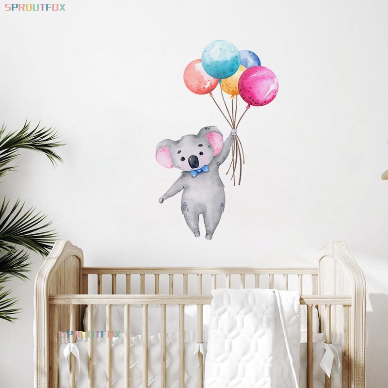 Animal Cartoon Wall Stickers For Kids Rooms Balloon Bunny Decorative 3D Wall Stickers For Children Rooms Large Kids Wall Decals