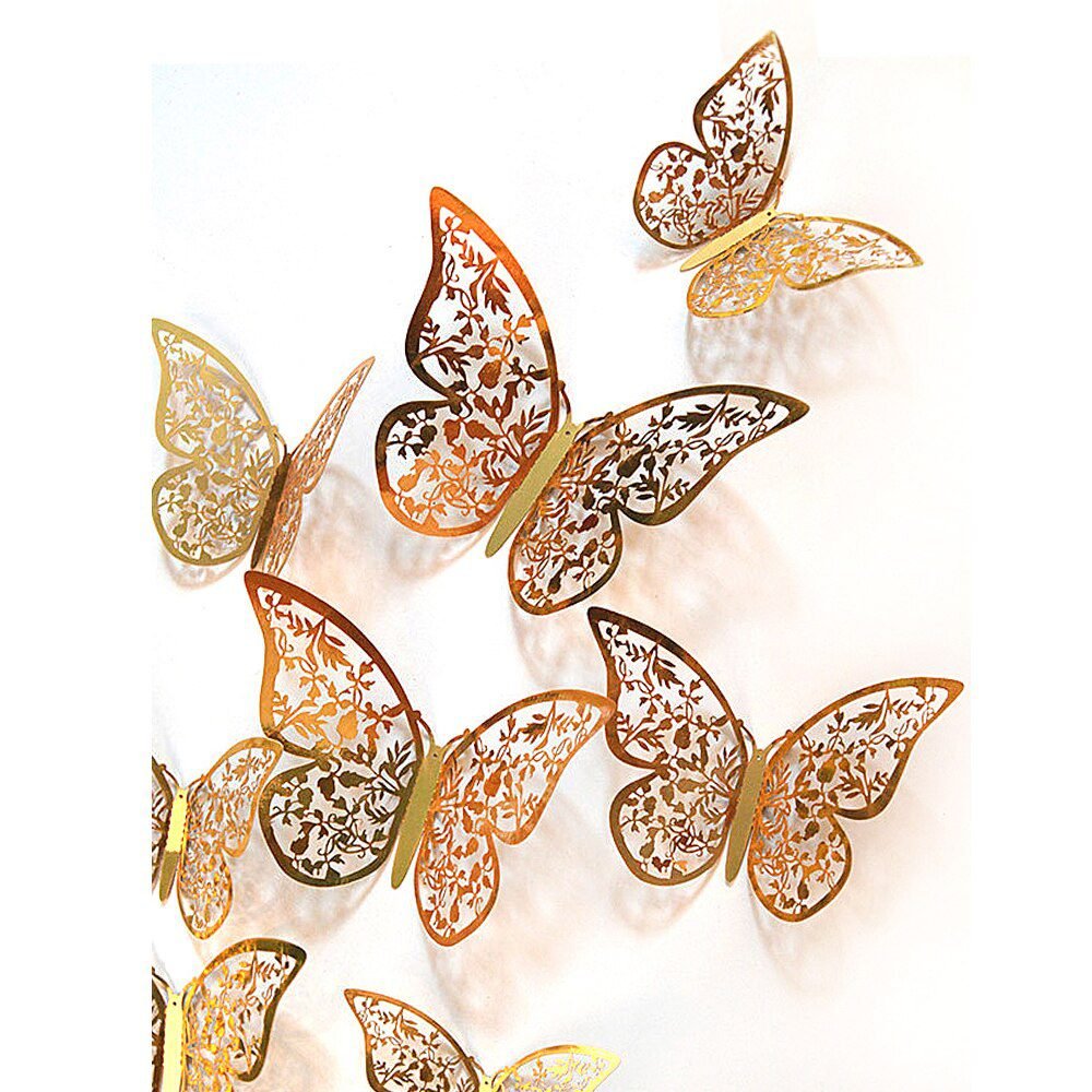 12Pcs 4D Hollow Butterfly Wall Sticker DIY Home Decoration Wall Stickers wedding Party Wedding Decors Butterfly Kids Room Decors