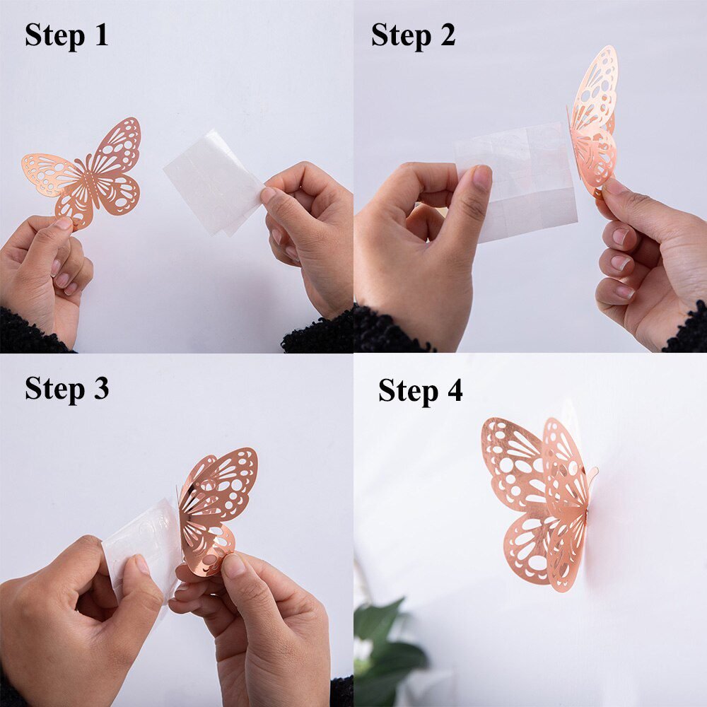 12Pcs 4D Hollow Butterfly Wall Sticker DIY Home Decoration Wall Stickers wedding Party Wedding Decors Butterfly Kids Room Decors