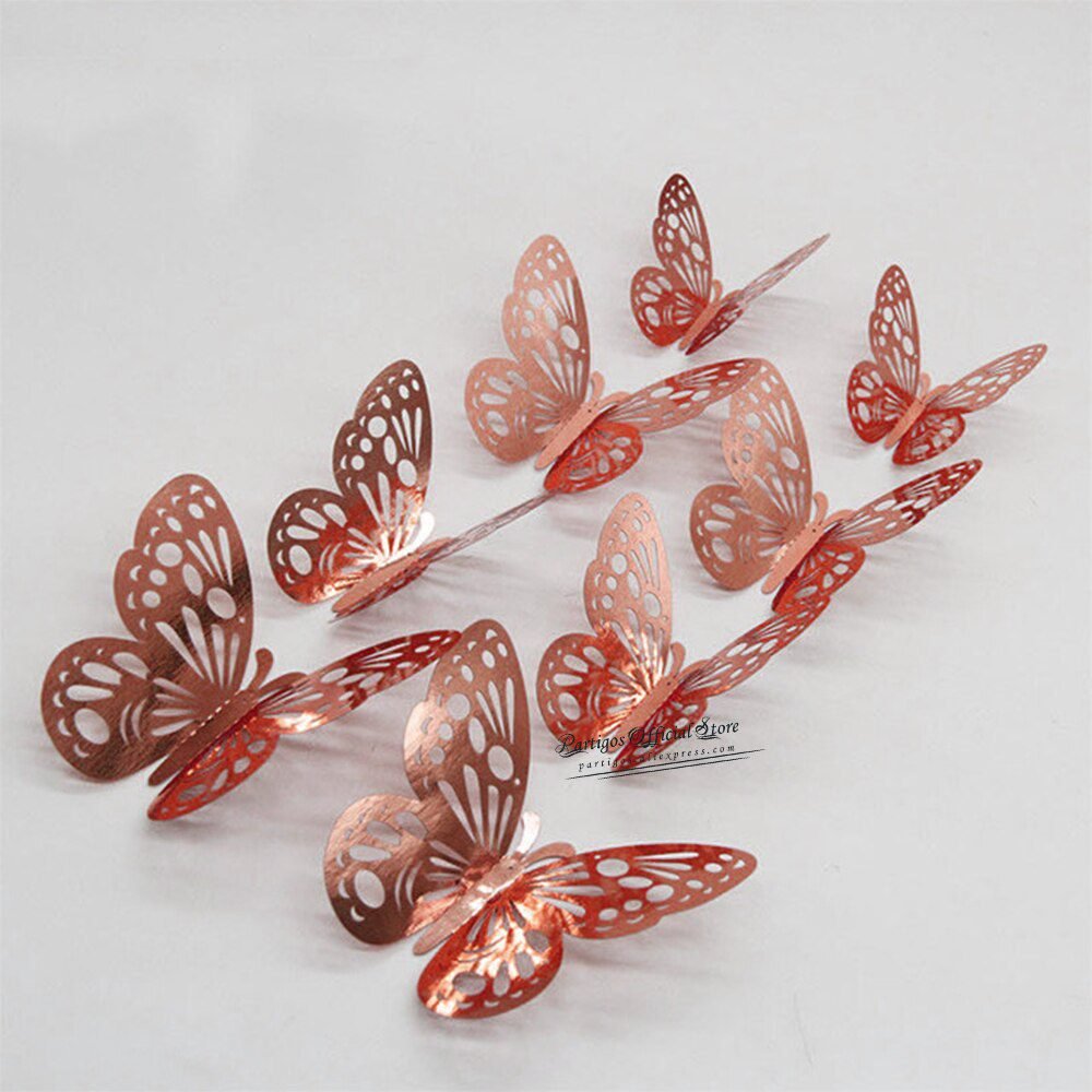 12Pcs 4D Hollow Butterfly Wall Sticker DIY Home Decoration Wall Stickers wedding Party Wedding Decors Butterfly Kids Room Decors