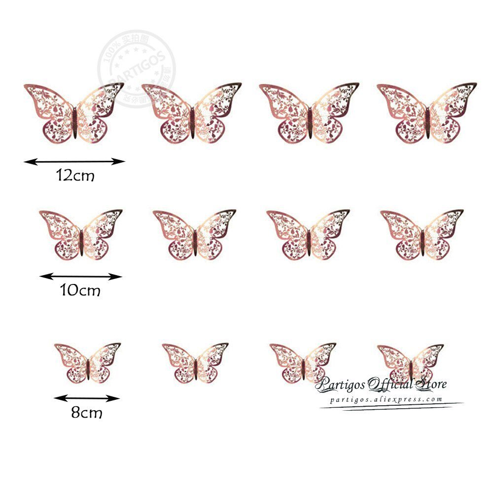 12Pcs 4D Hollow Butterfly Wall Sticker DIY Home Decoration Wall Stickers wedding Party Wedding Decors Butterfly Kids Room Decors