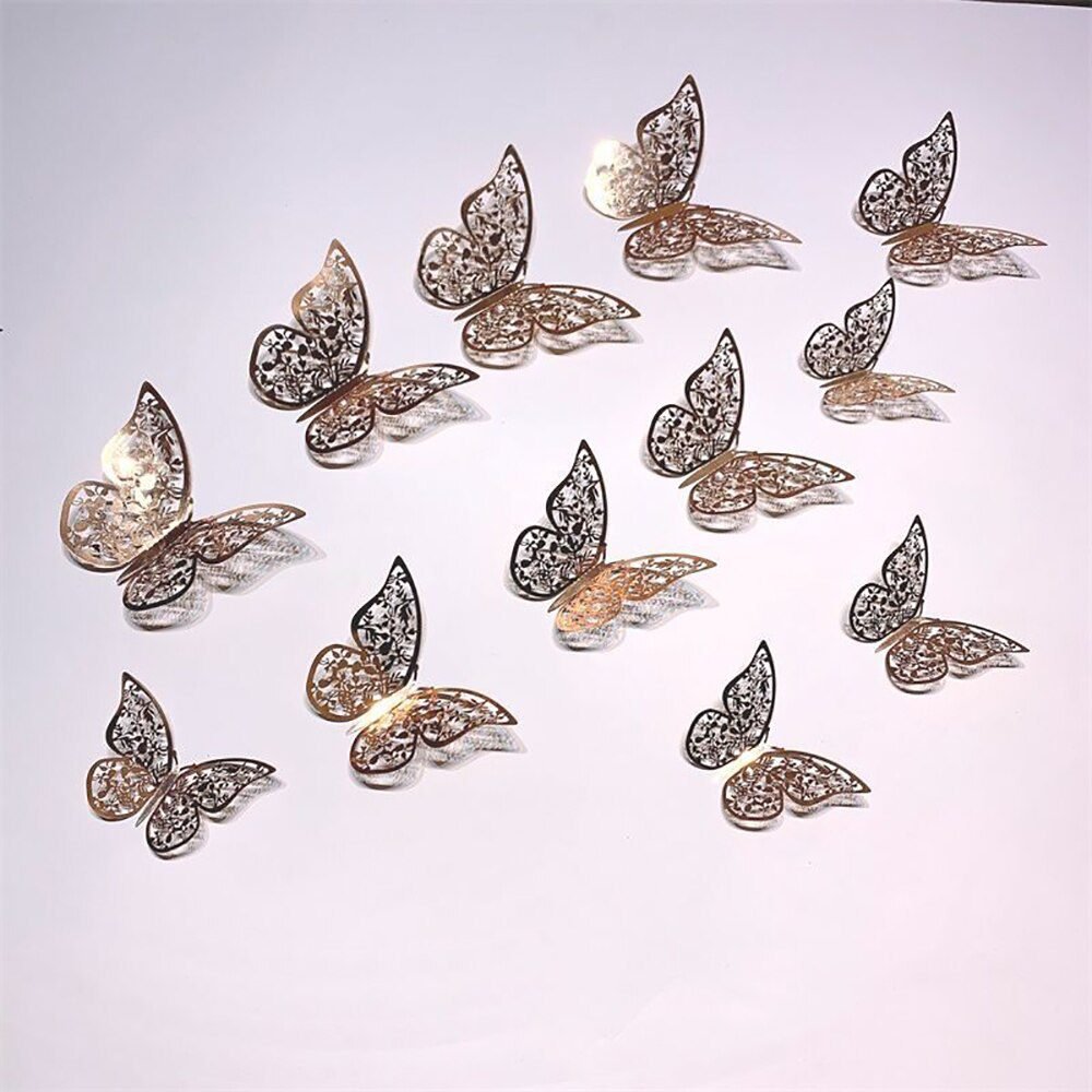 12Pcs 4D Hollow Butterfly Wall Sticker DIY Home Decoration Wall Stickers wedding Party Wedding Decors Butterfly Kids Room Decors
