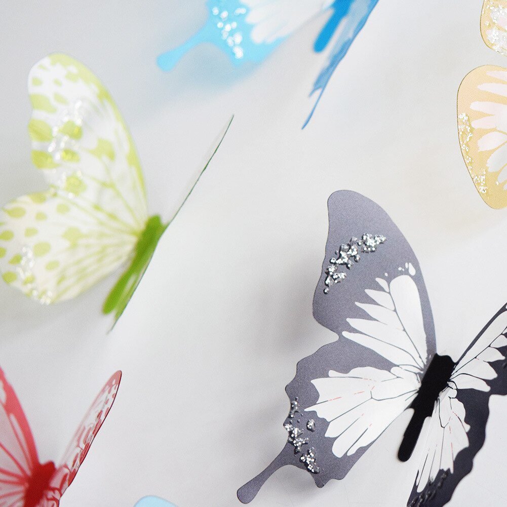 36pcs 3D Crystal Butterfly Wall Stickers Creative Butterflies with Diamond Home Decor Kids Room Decoration Art Wall Decals
