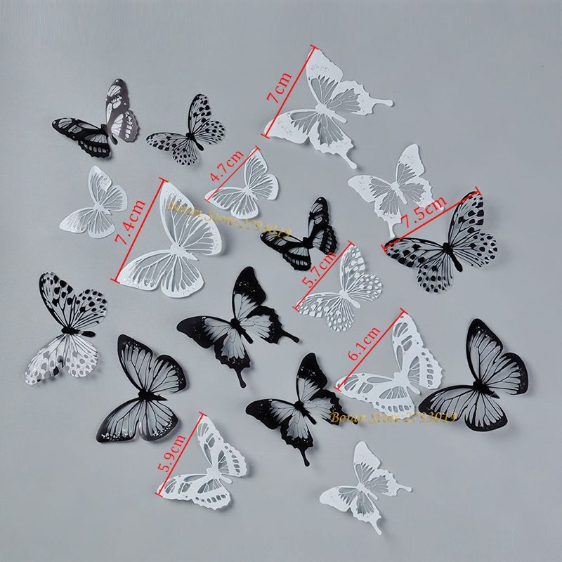 36pcs 3D Crystal Butterfly Wall Stickers Creative Butterflies with Diamond Home Decor Kids Room Decoration Art Wall Decals