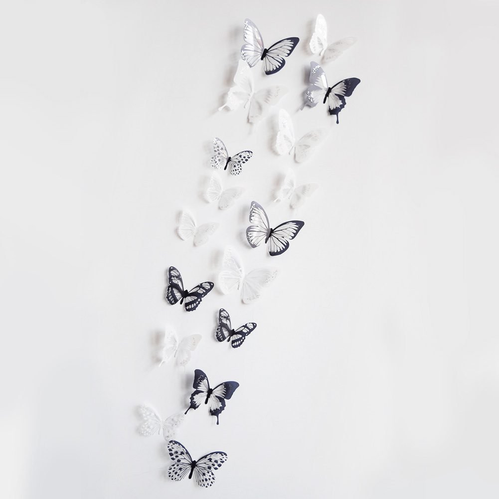 36pcs 3D Crystal Butterfly Wall Stickers Creative Butterflies with Diamond Home Decor Kids Room Decoration Art Wall Decals
