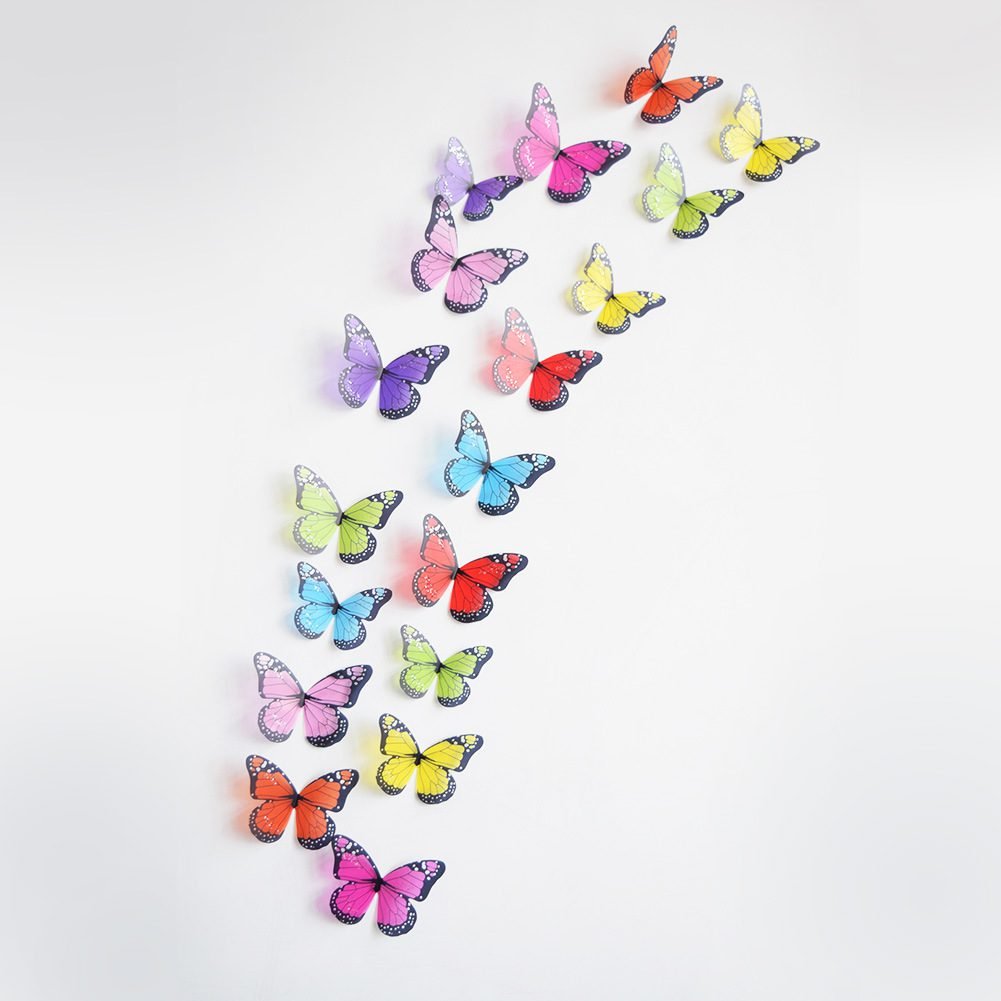 36pcs 3D Crystal Butterfly Wall Stickers Creative Butterflies with Diamond Home Decor Kids Room Decoration Art Wall Decals