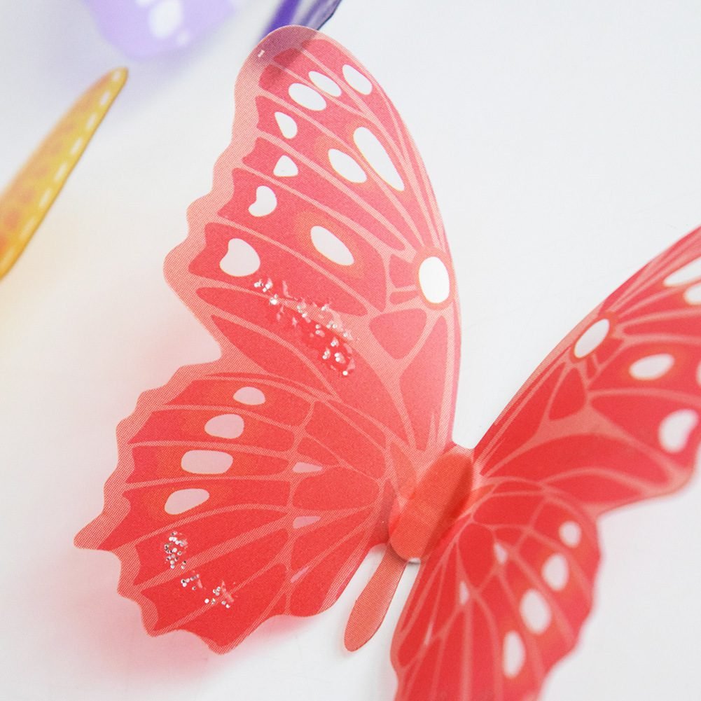 36pcs 3D Crystal Butterfly Wall Stickers Creative Butterflies with Diamond Home Decor Kids Room Decoration Art Wall Decals