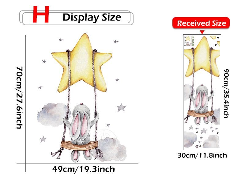 Cartoon Teddy Bear Sleeping on the Moon and Stars Wall Stickers for Kids Room Baby Room Decoration Wall Decals Room Interior