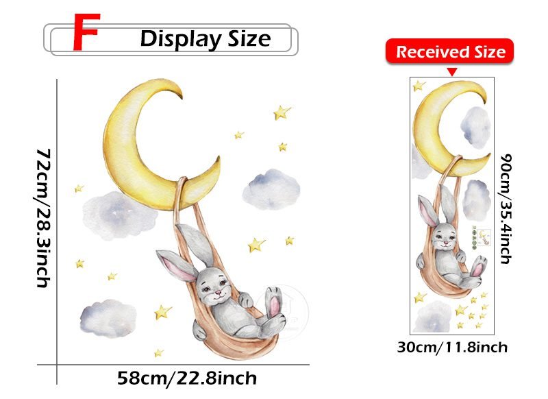 Cartoon Teddy Bear Sleeping on the Moon and Stars Wall Stickers for Kids Room Baby Room Decoration Wall Decals Room Interior