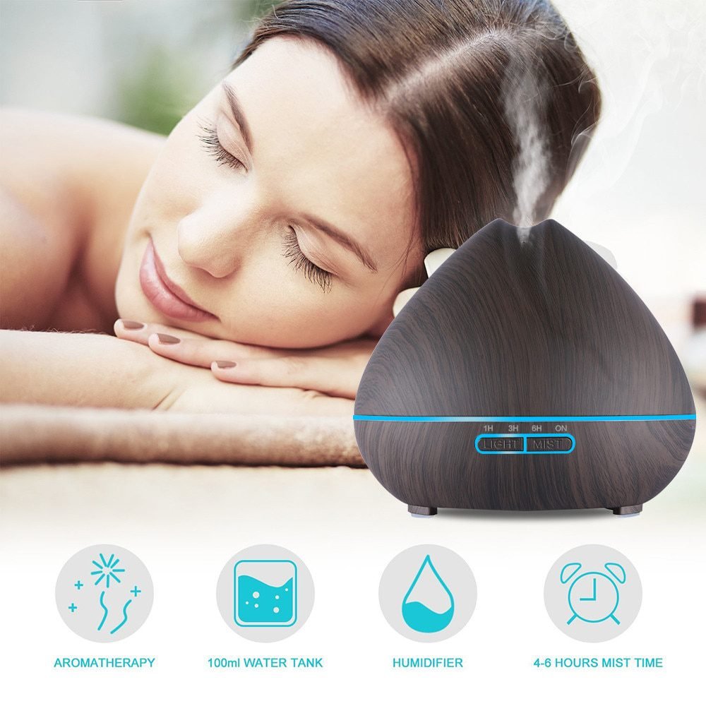 500ml Remote Control Air Aroma Ultrasonic Humidifier With Color LED Lights Electric Aromatherapy Essential Oil Diffuser for home