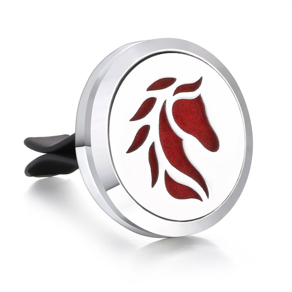 New Aromatherapy Car Perfume Diffuser Stainless Steel 30mm Magnetic Aroma Diffuser Locket Car Air Freshener Vent Clip + 1pcs Pad