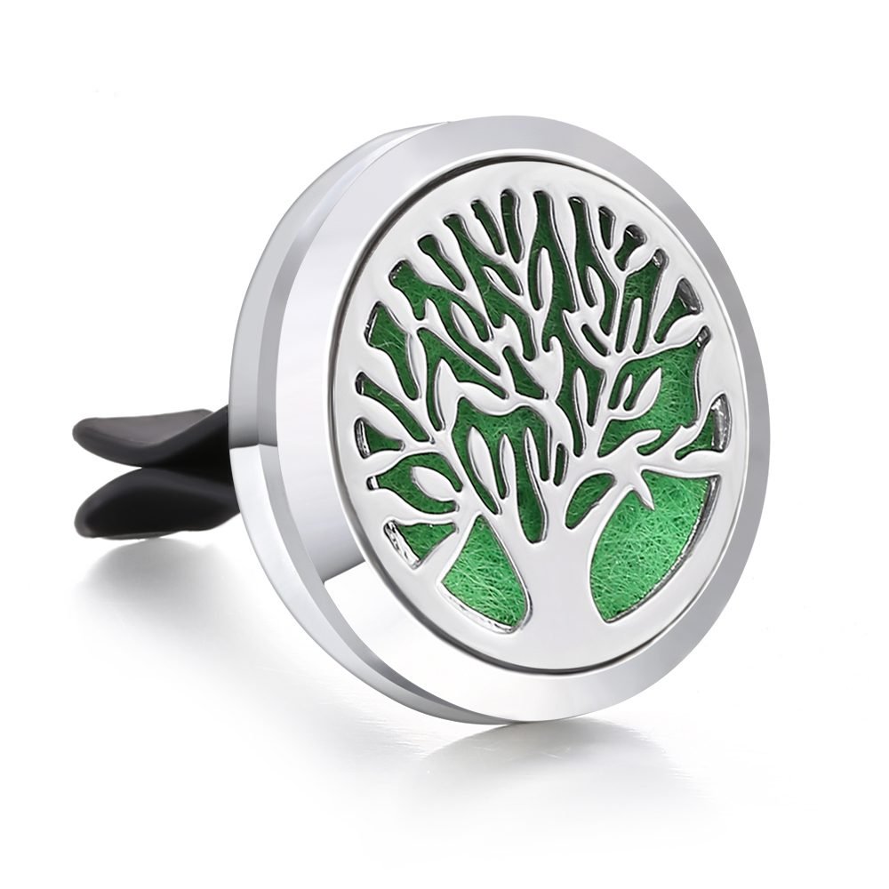 New Aromatherapy Car Perfume Diffuser Stainless Steel 30mm Magnetic Aroma Diffuser Locket Car Air Freshener Vent Clip + 1pcs Pad