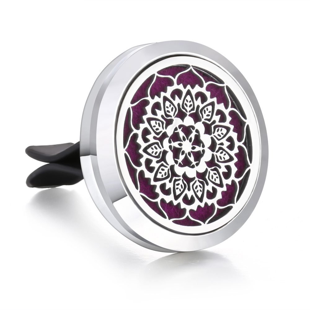 New Aromatherapy Car Perfume Diffuser Stainless Steel 30mm Magnetic Aroma Diffuser Locket Car Air Freshener Vent Clip + 1pcs Pad