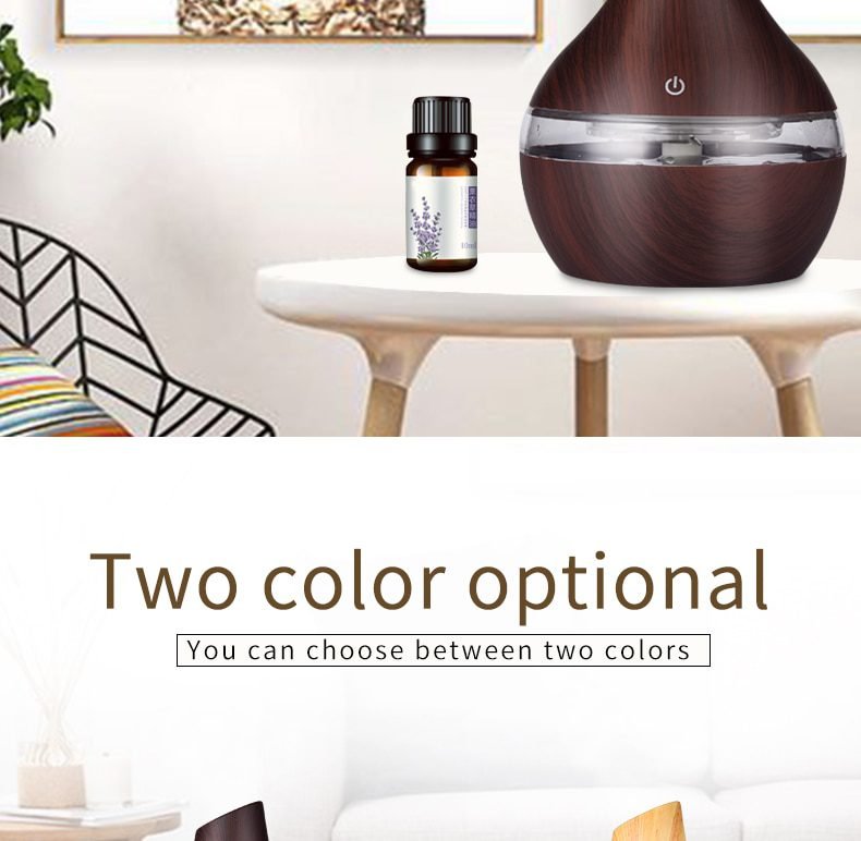 saengQ Humidifier Electric Aroma Air Diffuser Wood Ultrasonic Air Humidifier Essential Oil Aromatherapy Cool Mist Maker For Home