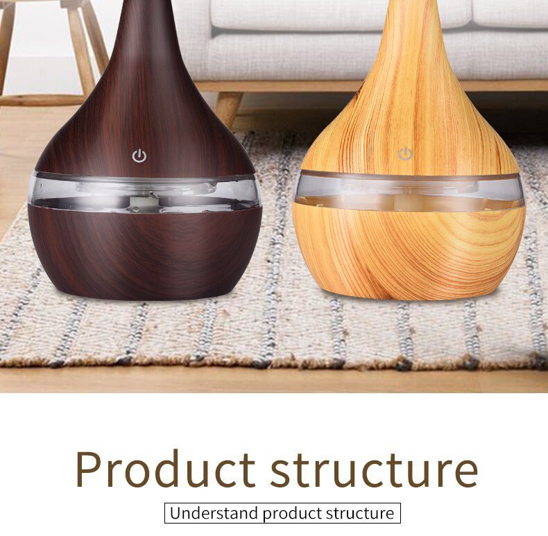 saengQ Humidifier Electric Aroma Air Diffuser Wood Ultrasonic Air Humidifier Essential Oil Aromatherapy Cool Mist Maker For Home
