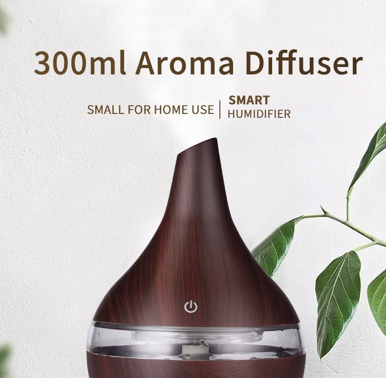 saengQ Humidifier Electric Aroma Air Diffuser Wood Ultrasonic Air Humidifier Essential Oil Aromatherapy Cool Mist Maker For Home