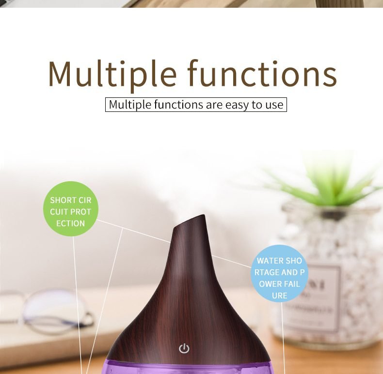 saengQ Humidifier Electric Aroma Air Diffuser Wood Ultrasonic Air Humidifier Essential Oil Aromatherapy Cool Mist Maker For Home