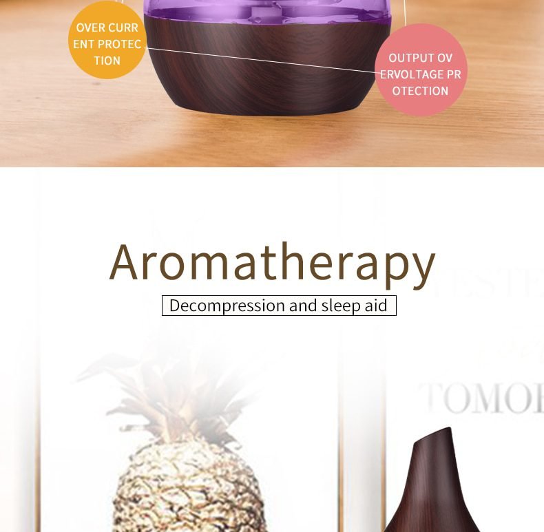 saengQ Humidifier Electric Aroma Air Diffuser Wood Ultrasonic Air Humidifier Essential Oil Aromatherapy Cool Mist Maker For Home