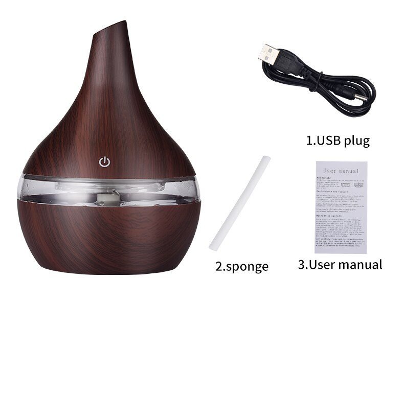 saengQ Humidifier Electric Aroma Air Diffuser Wood Ultrasonic Air Humidifier Essential Oil Aromatherapy Cool Mist Maker For Home