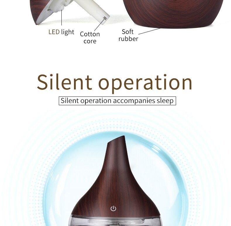 saengQ Humidifier Electric Aroma Air Diffuser Wood Ultrasonic Air Humidifier Essential Oil Aromatherapy Cool Mist Maker For Home