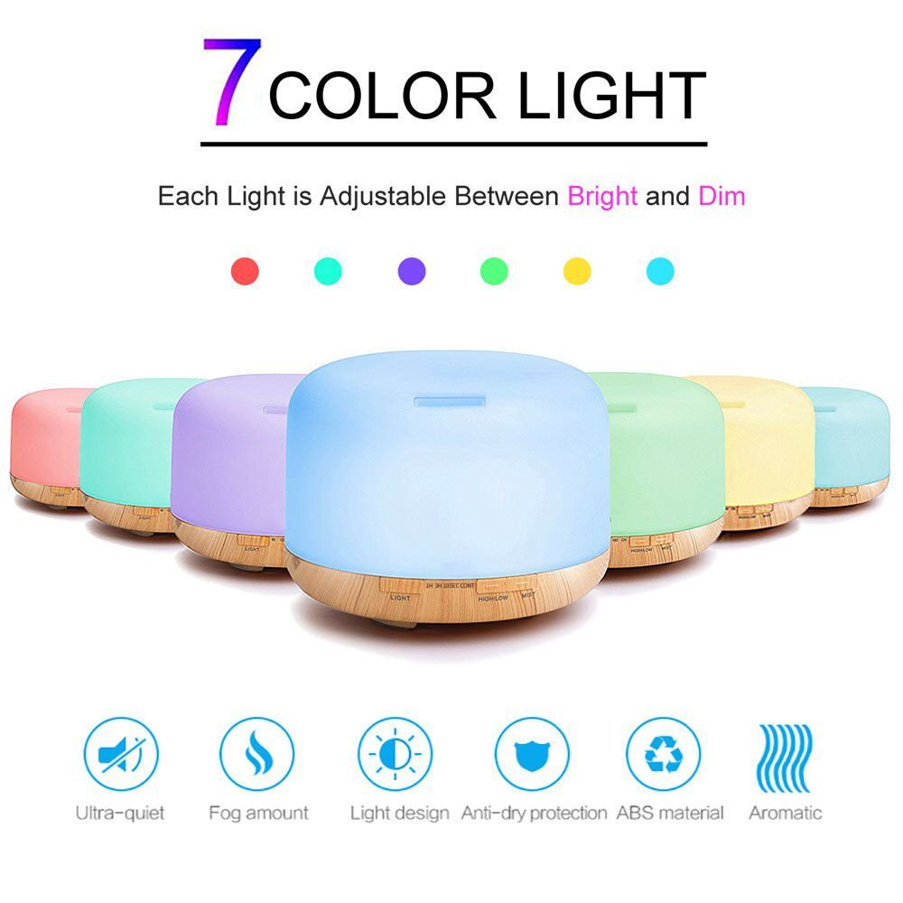 Air Humidifier Essential oil diffuser 300ML 500ML Ultrasonic Cool Mist Maker Fogger Humidifier LED Lamp Aroma Diffuser Electric