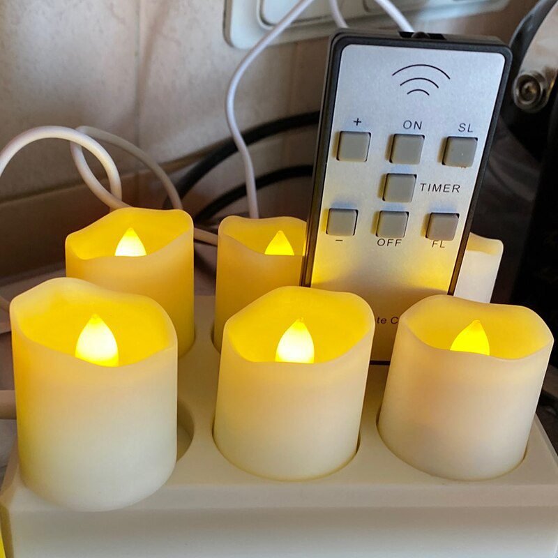 Rechargeable Led Candles Flashing Flameless Tea Light With Remote Control And Batteries Decoration Candle For Christmas Birthday
